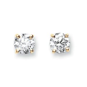 18ct Yellow Gold 1.00ct Claw Set Diamond Stud Earrings-