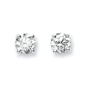 18ct White Gold 1.00ct Claw Set Diamond Stud Earrings-