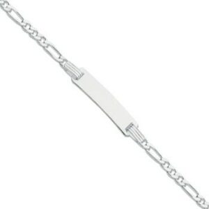 Silver Figaro ID Baby 6"/Ladies 7" Bracelet