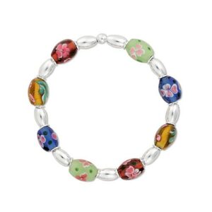 # 0.99 Silver Multi Colour Oval Beaded Bracelet