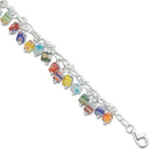 # 1.25 Silver Mutli Colour Bead Charm Bracelet