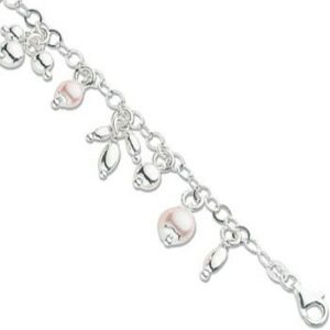 # 1.25 Silver Fancy Beaded Charm Bracelet