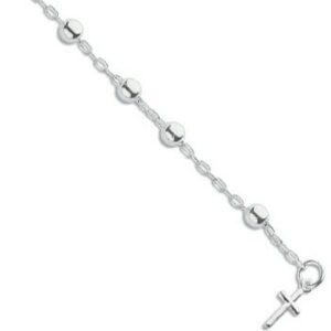 Silver Fancy Cross Drop Bead Bracelet