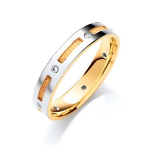 0.07ctw 7st Brilliant Cut Diamond Set 4mm Y/W Flat Court Wedding Band