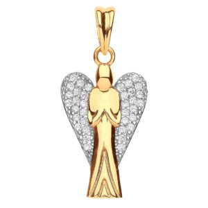 Y/G Cz Large Angel Pendant