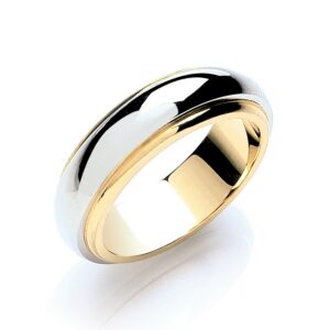 6mm Two Colour Step-Cut D-Shape Wedding Band