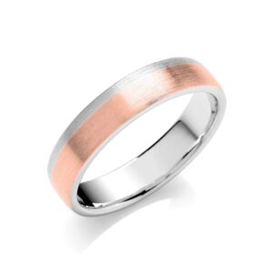 5mm Flat Court Two Colour Matt Finish Wedding Band