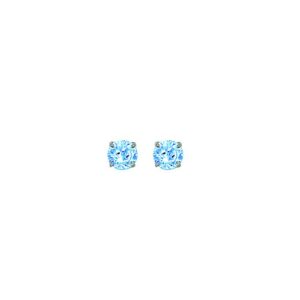 Silver BLUE CZ Round Brilliant 4mm Studs