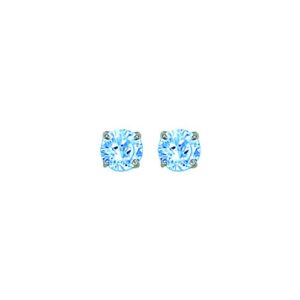 Silver BLUE CZ Round Brilliant 6mm Studs