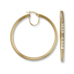 Y/G Cz Hoop Earrings