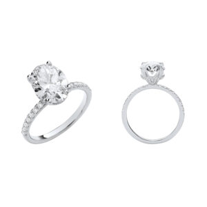 18ct White Gold 3.28ctw Oval LAB GROWN Hidden Halo Diamond Ring IGI Certified