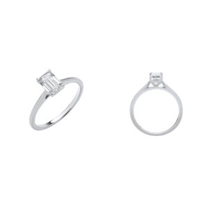 18ct White Gold 1.00ctw Emerald Cut LAB GROWN Diamond Ring IGI Certified